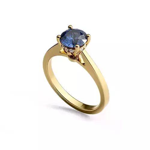 Woman Ring Blue Sapphire Yellow Gold RA 2401-001