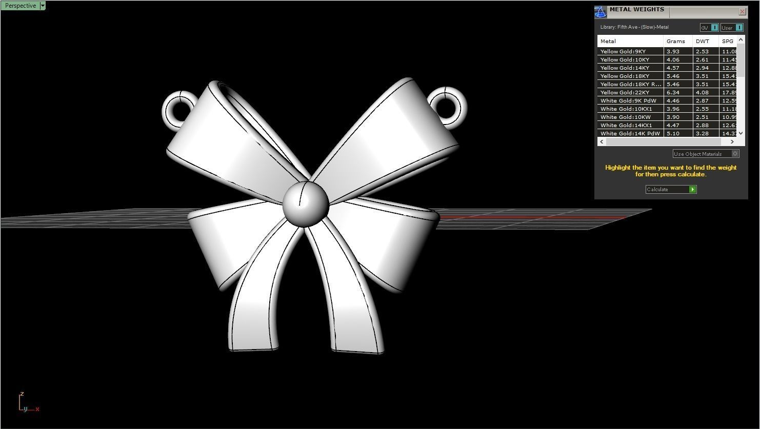 Bow pendant model 890 3D print model_4