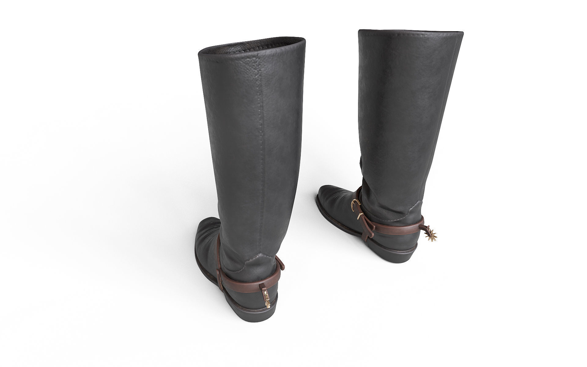 Cowboy Boots with Spurs Low-poly 3D model_4