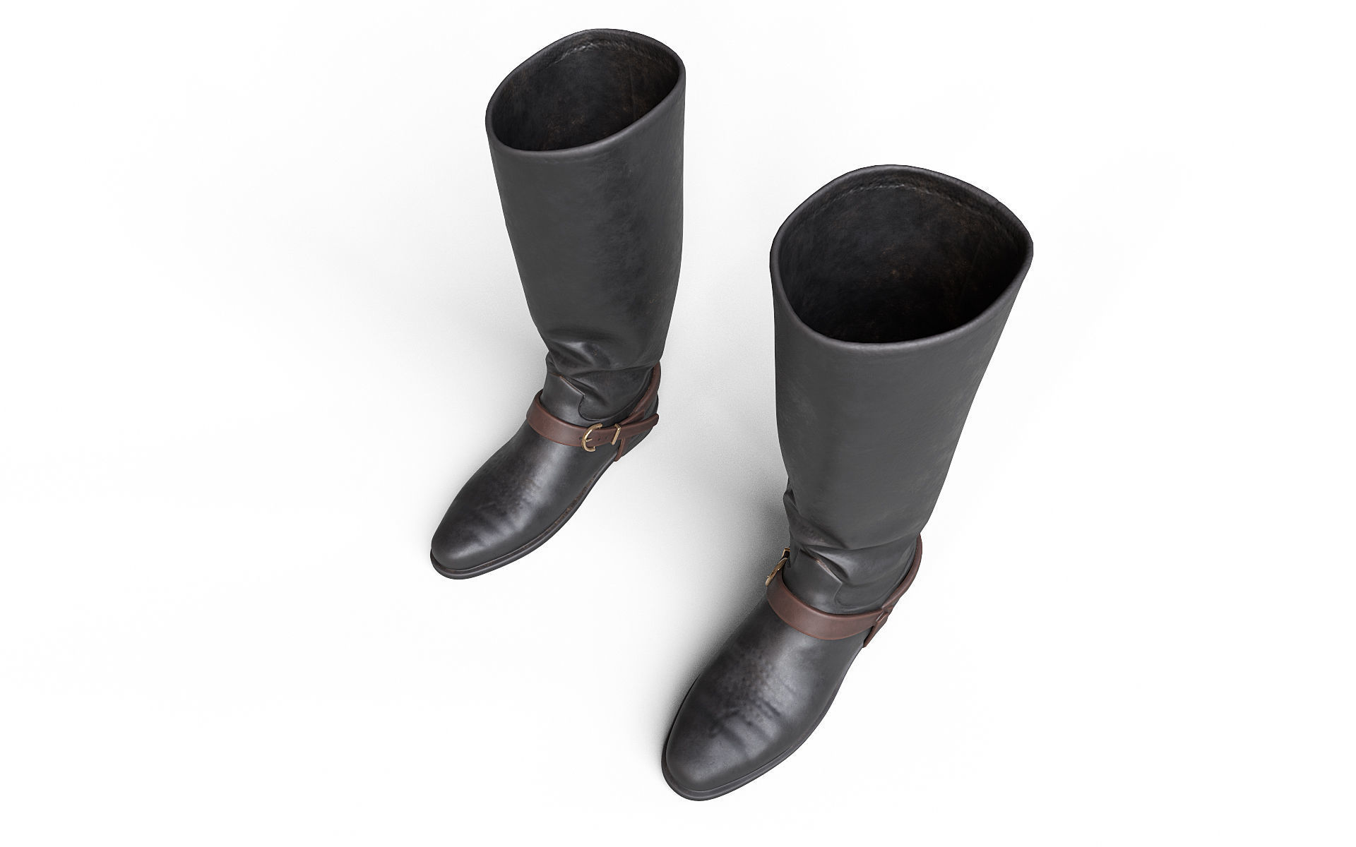 Cowboy Boots with Spurs Low-poly 3D model_7