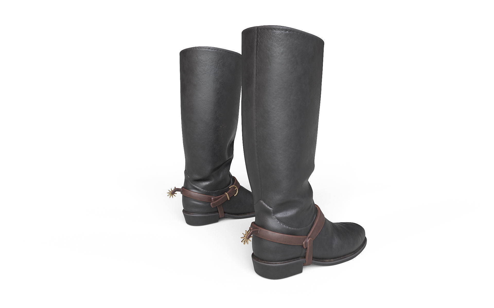 Cowboy Boots with Spurs Low-poly 3D model_3