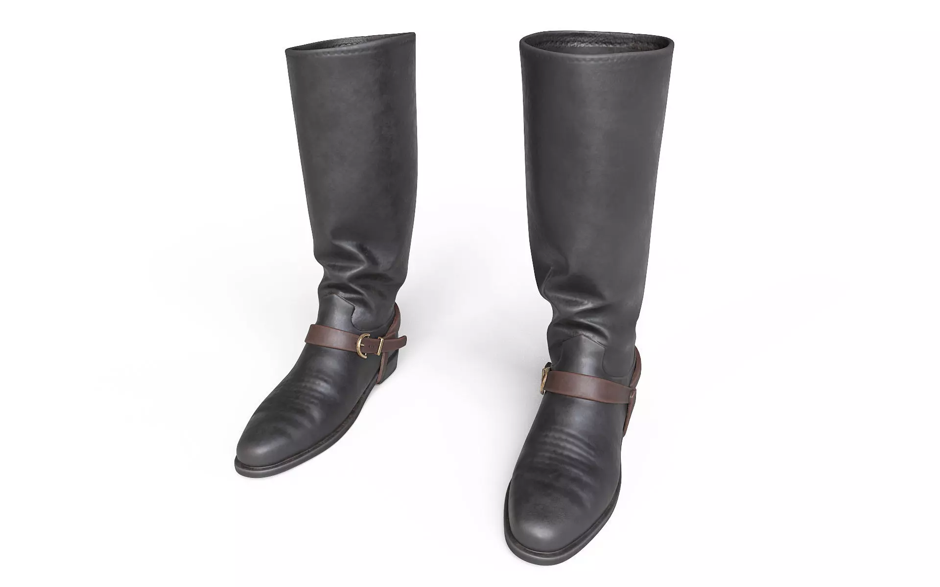 Cowboy Boots with Spurs Low-poly 3D model_0