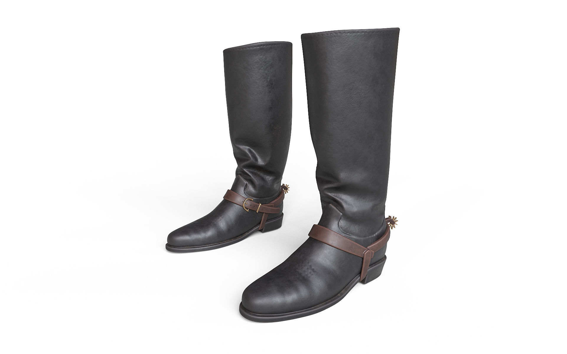 Cowboy Boots with Spurs Low-poly 3D model_6