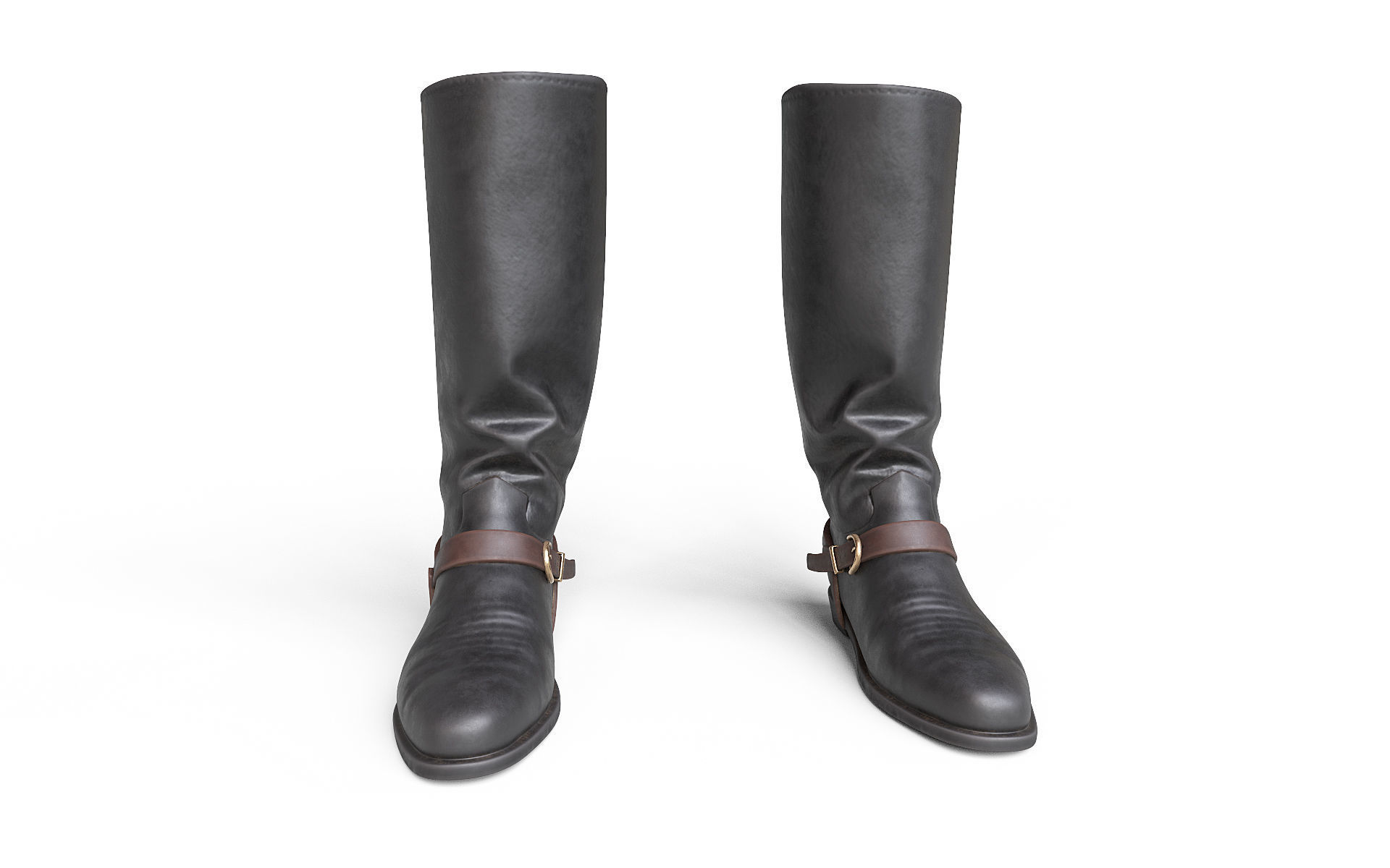 Cowboy Boots with Spurs Low-poly 3D model_1