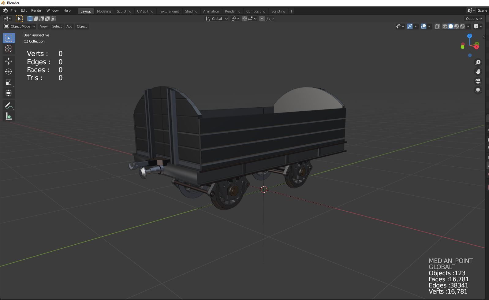 mining railcar Low-poly 3D model_5