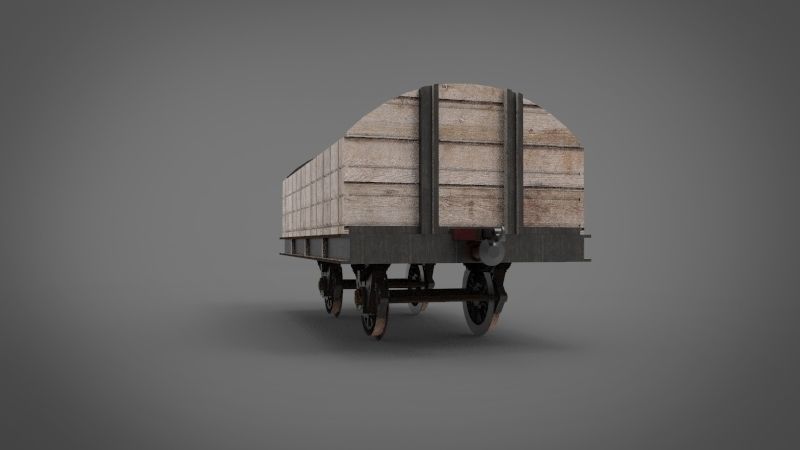 mining railcar Low-poly 3D model_4