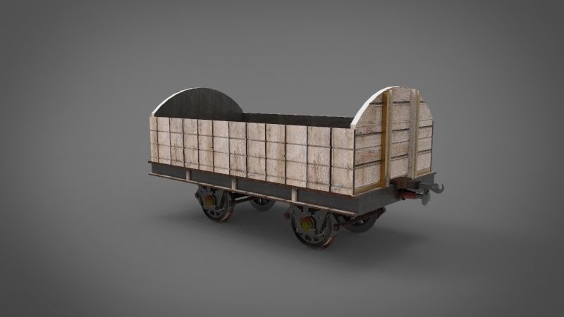mining railcar Low-poly 3D model_1
