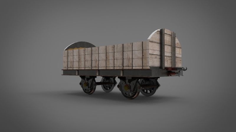 mining railcar Low-poly 3D model_2