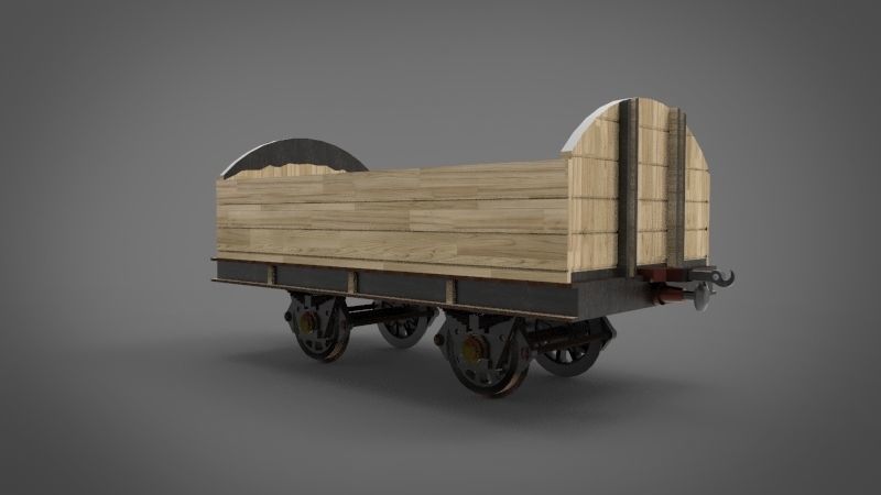 mining railcar Low-poly 3D model_1