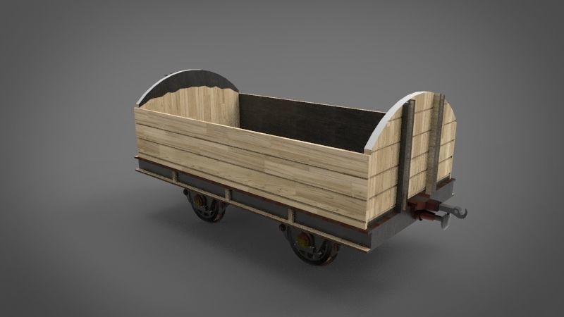 mining railcar Low-poly 3D model_2