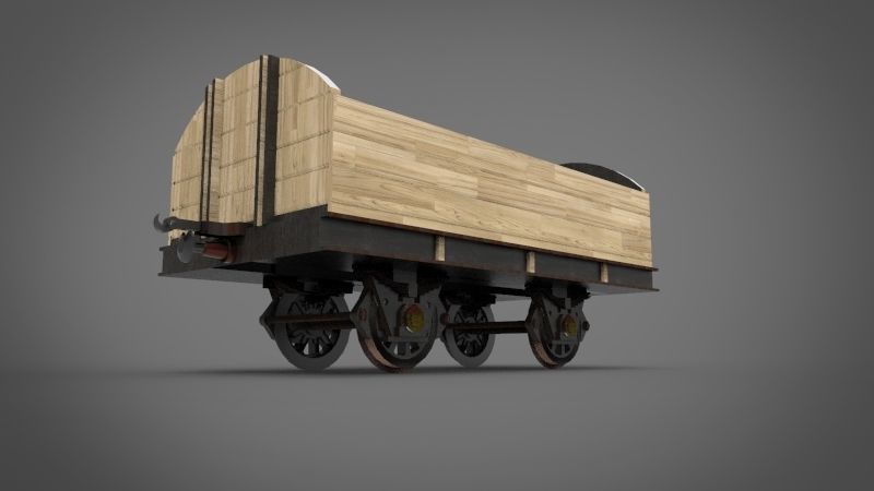 mining railcar Low-poly 3D model_4