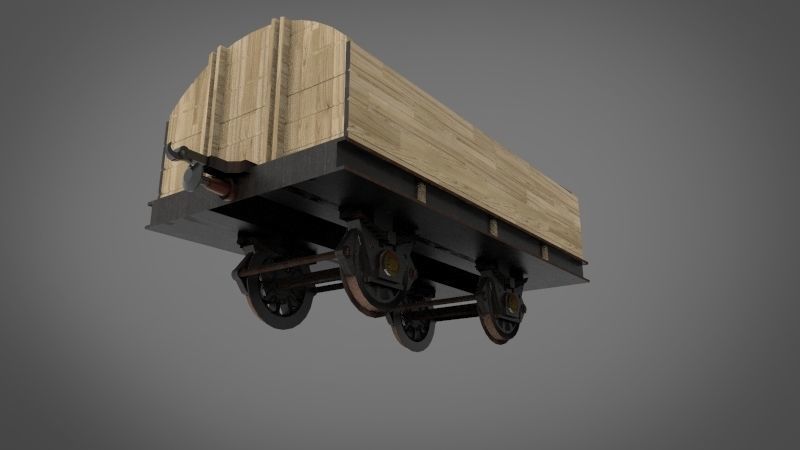mining railcar Low-poly 3D model_3