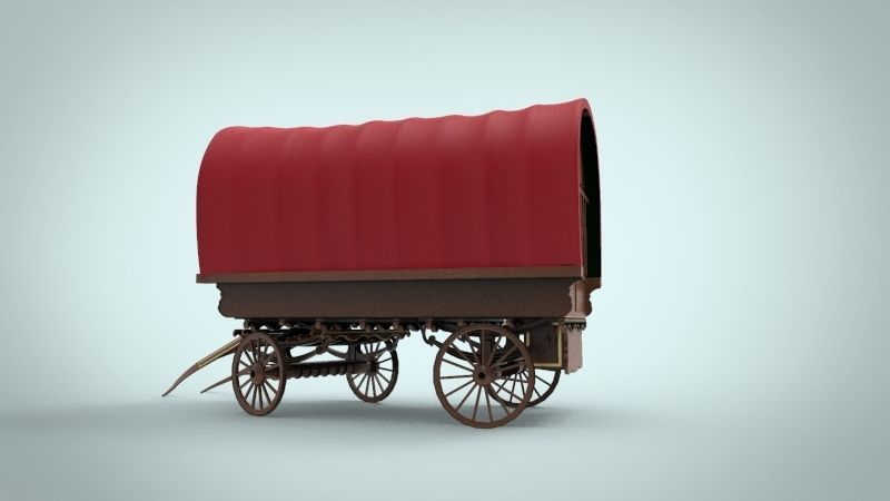 fantasy caravan cart Low-poly 3D model_2