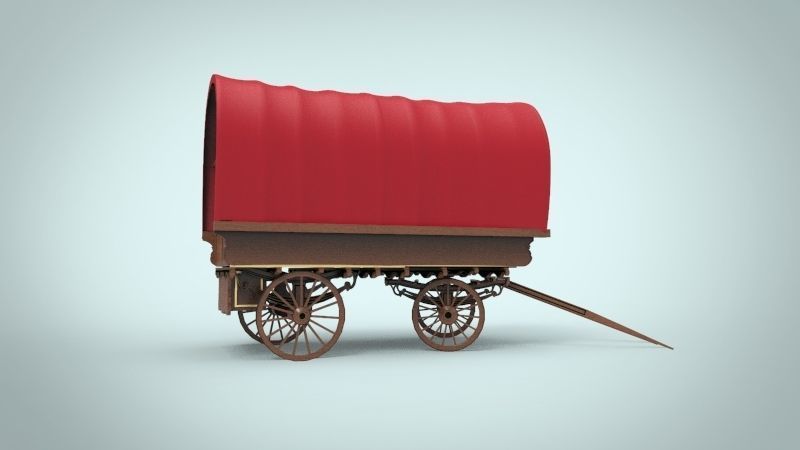fantasy caravan cart Low-poly 3D model_4