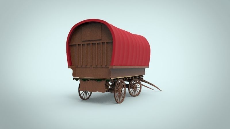 fantasy caravan cart Low-poly 3D model_3