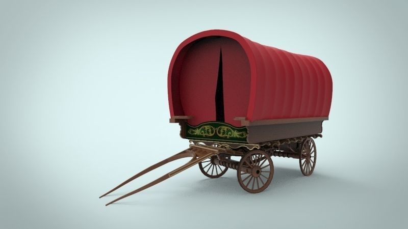 fantasy caravan cart Low-poly 3D model_1