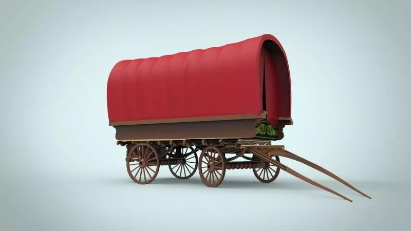 fantasy caravan cart Low-poly 3D model_0