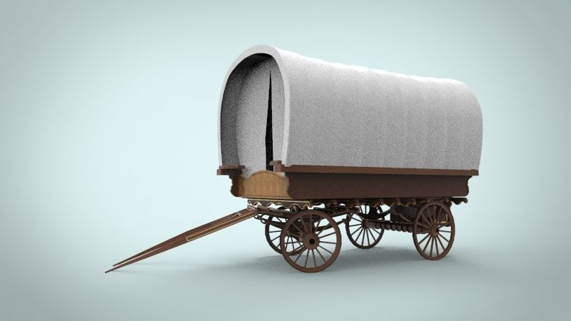 fantasy caravan cart Low-poly 3D model_1