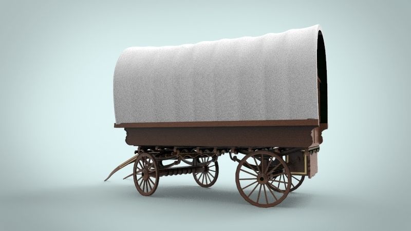 fantasy caravan cart Low-poly 3D model_2