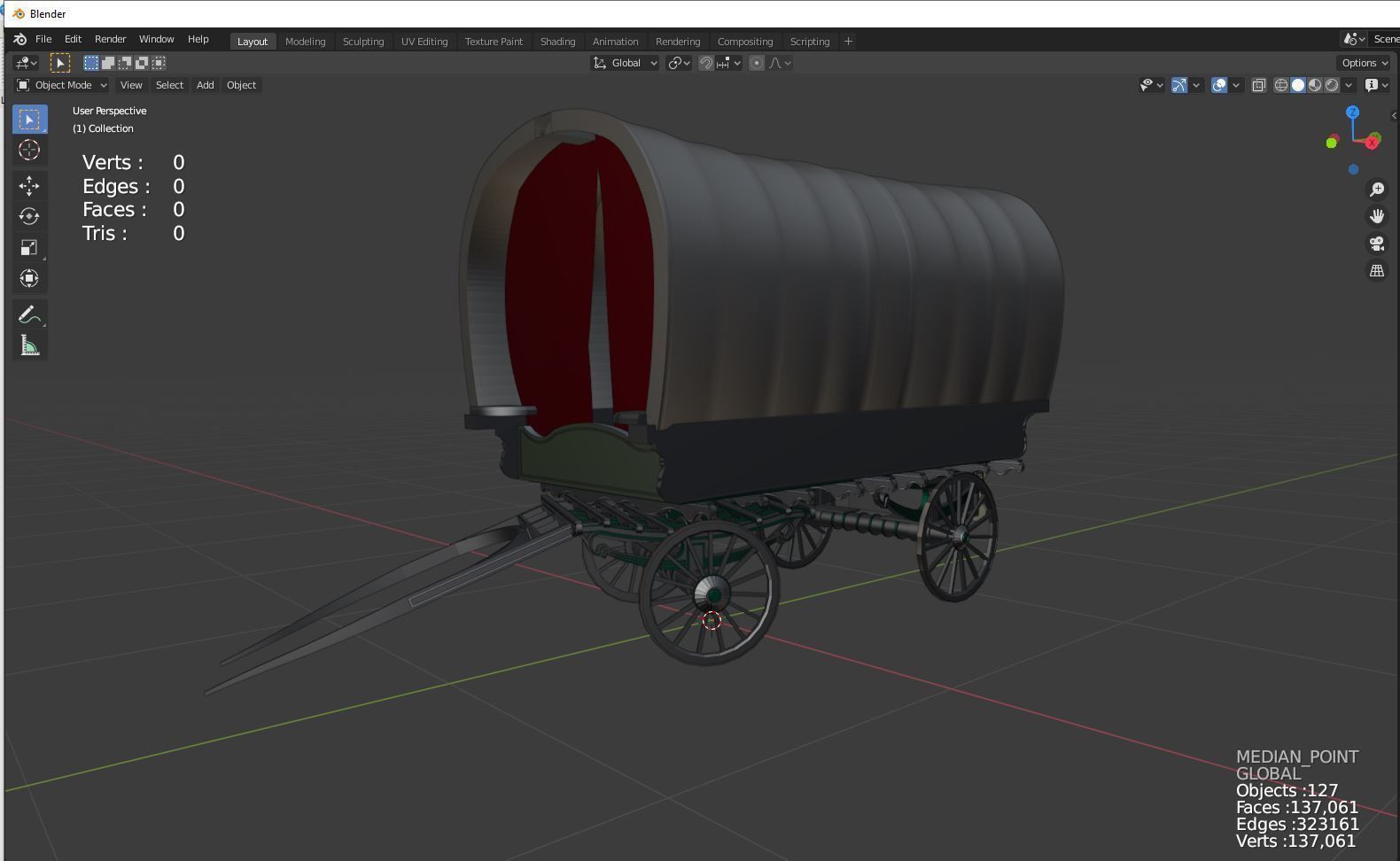 fantasy caravan cart Low-poly 3D model_5