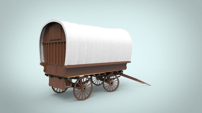 fantasy caravan cart Low-poly 3D model_3