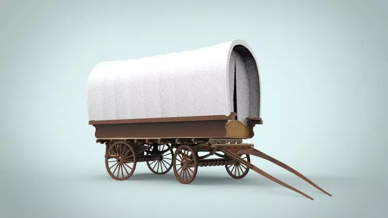 fantasy caravan cart Low-poly 3D model_0