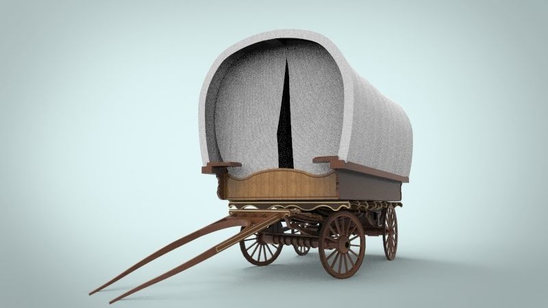 fantasy caravan cart Low-poly 3D model_4