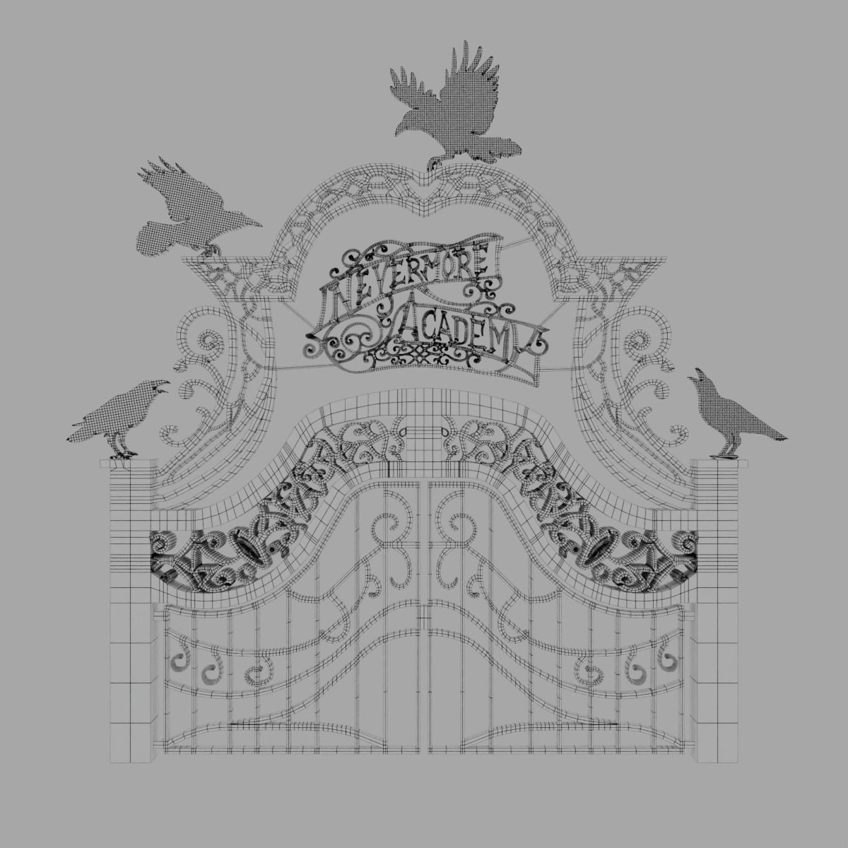 Nevermore Academy Gate 3D model_3