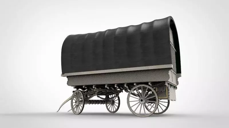 fantasy caravan cart Low-poly 3D model