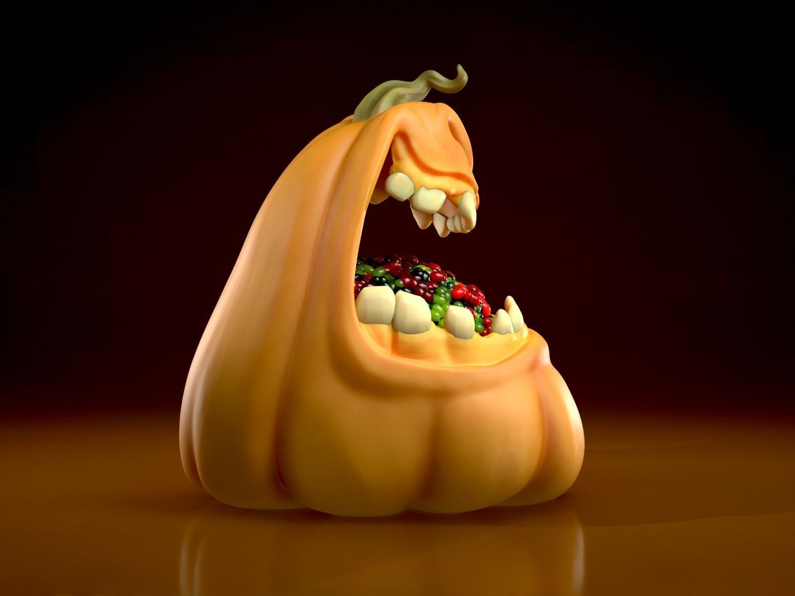 Pumpkin Candy Bowl - Jack o Lantern - Halloween Decor  3D print model_14