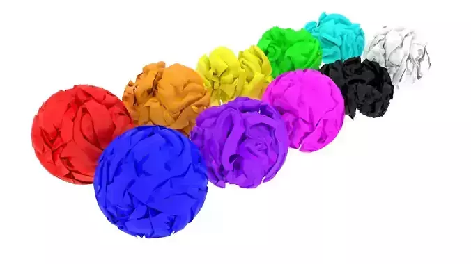 Colored Crumpled Papers Set 3D model