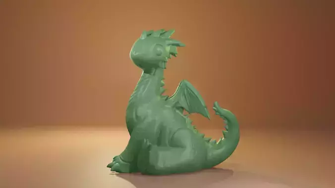 Cute kawaii dragon sculpture baby beast highpoly 3D print model