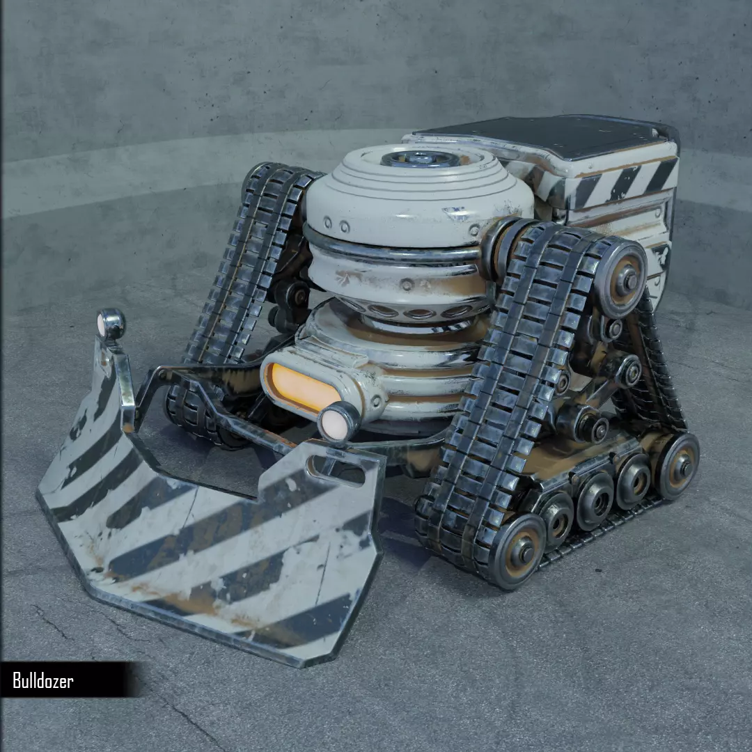 RobotBulldozer Low-poly 3D model_0