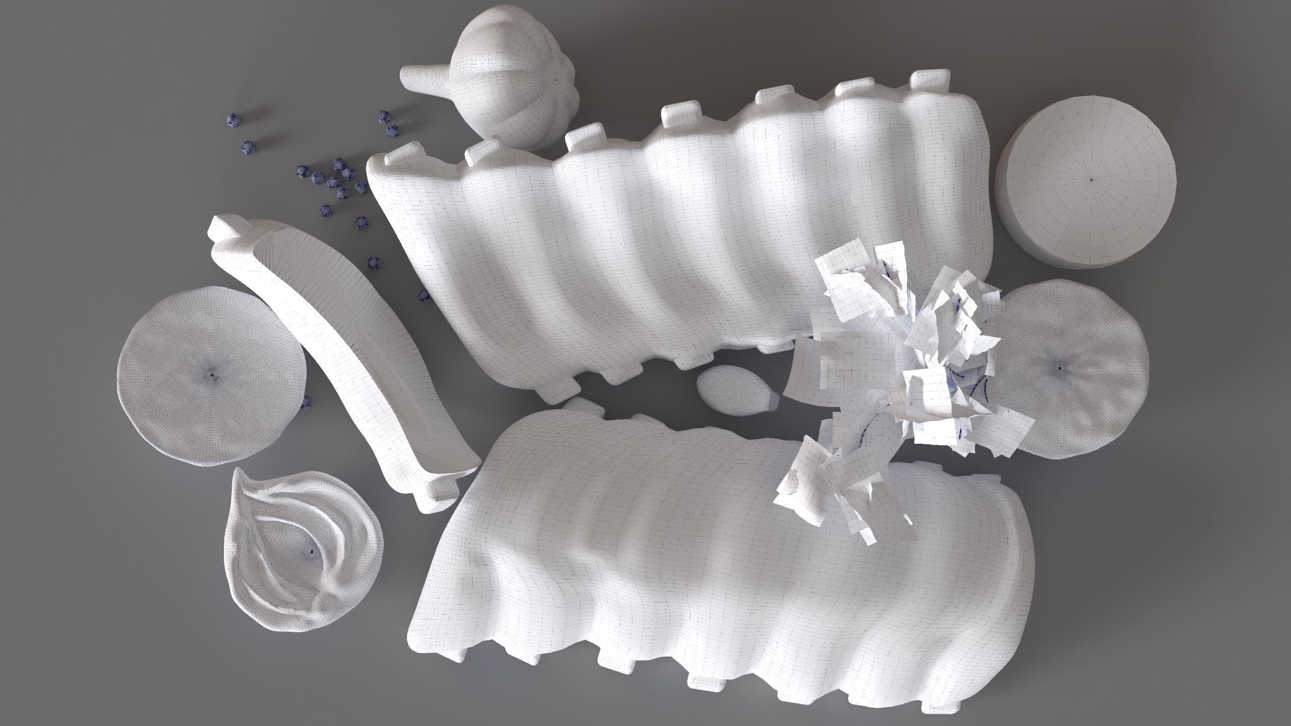 Grilled ribs in sauce with vegetables 3D model_6