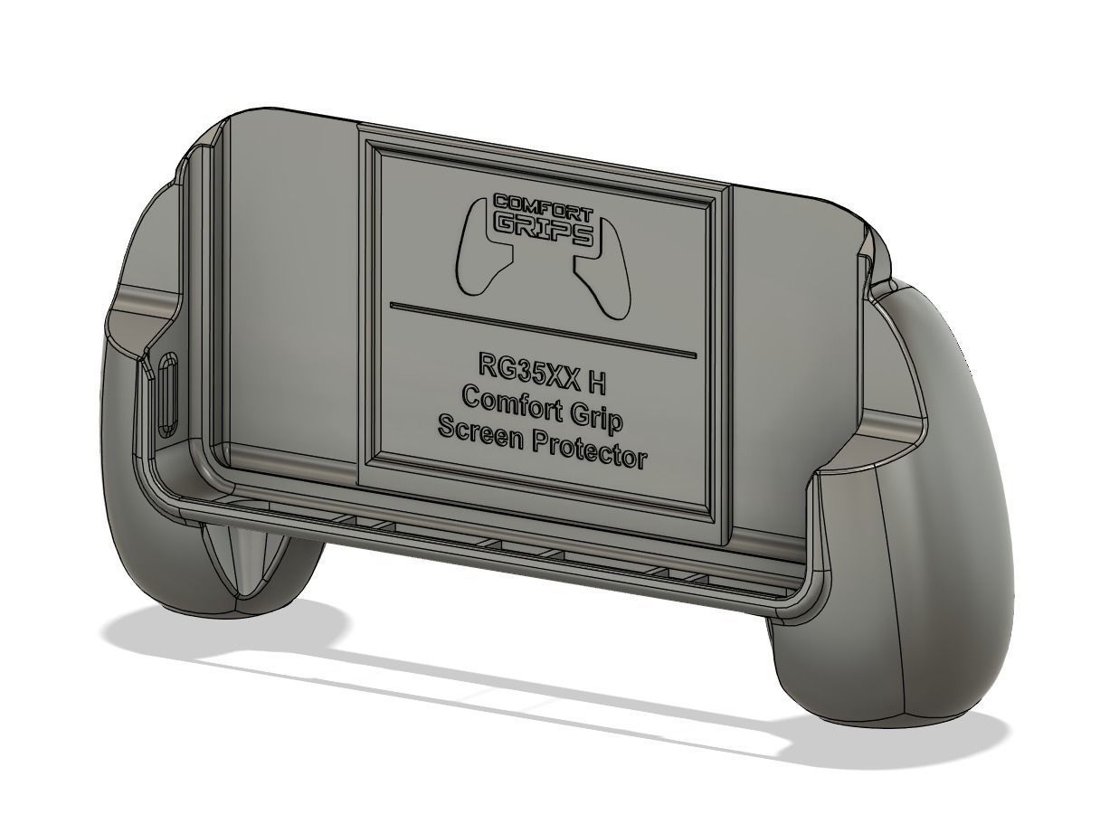 Anbernic RG35XX H Comfort Grip Case and Screen Guard 3D print model_1