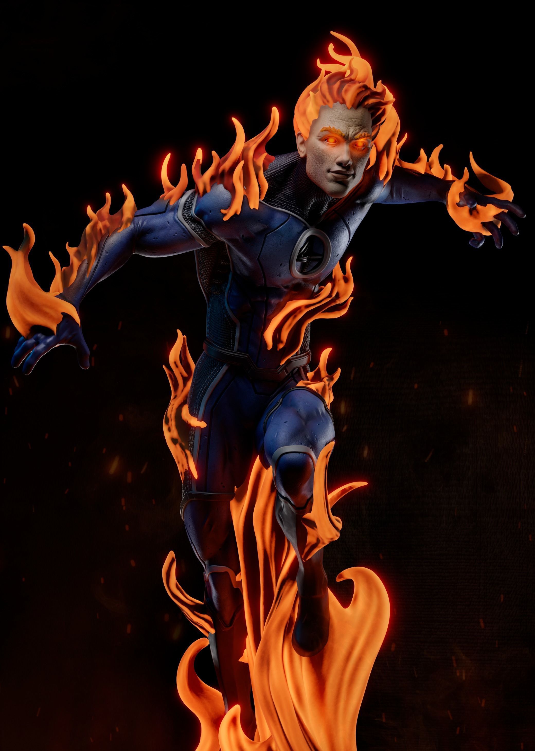 Human torch Statue 3D print model_4