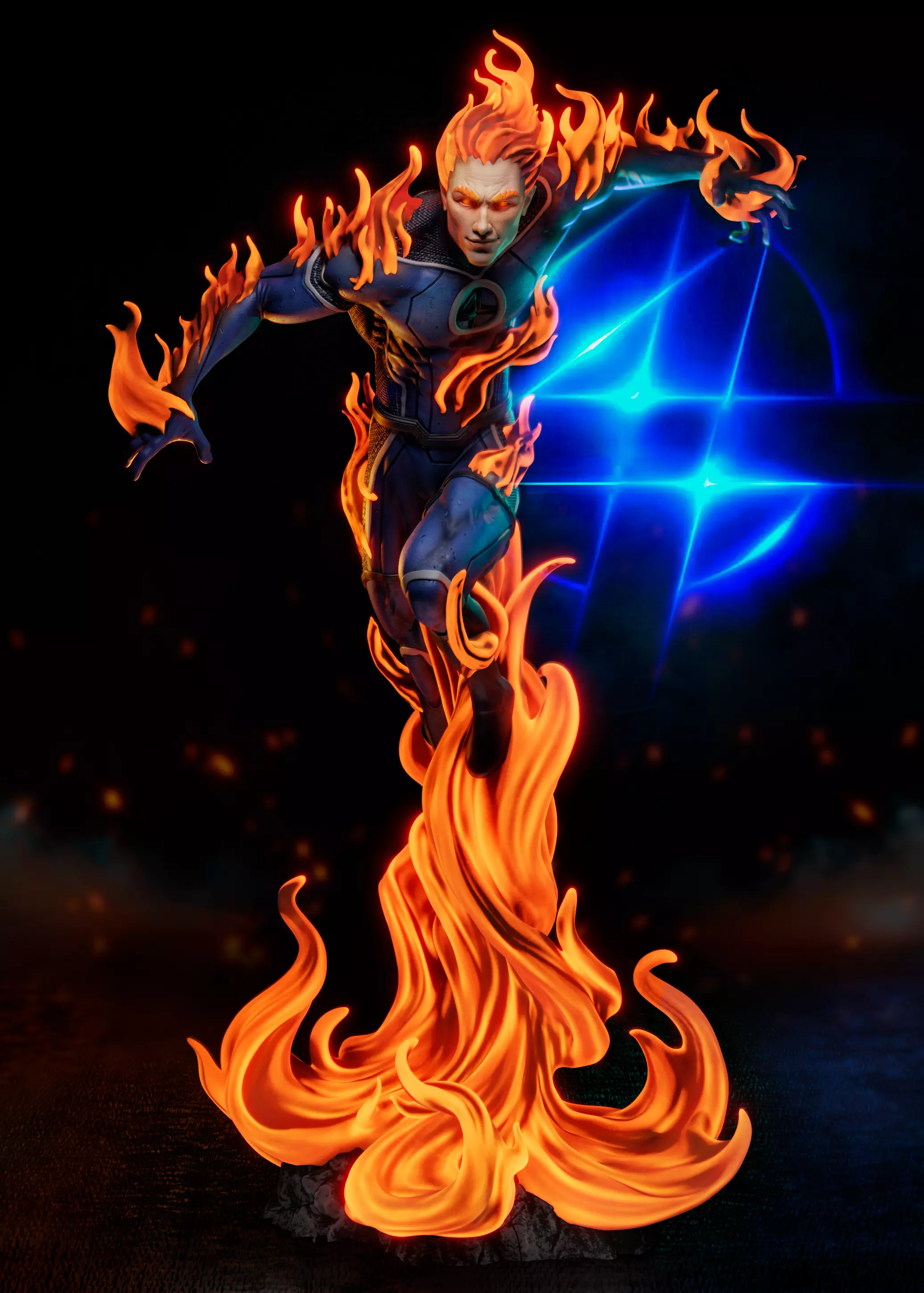 Human torch Statue 3D print model_0