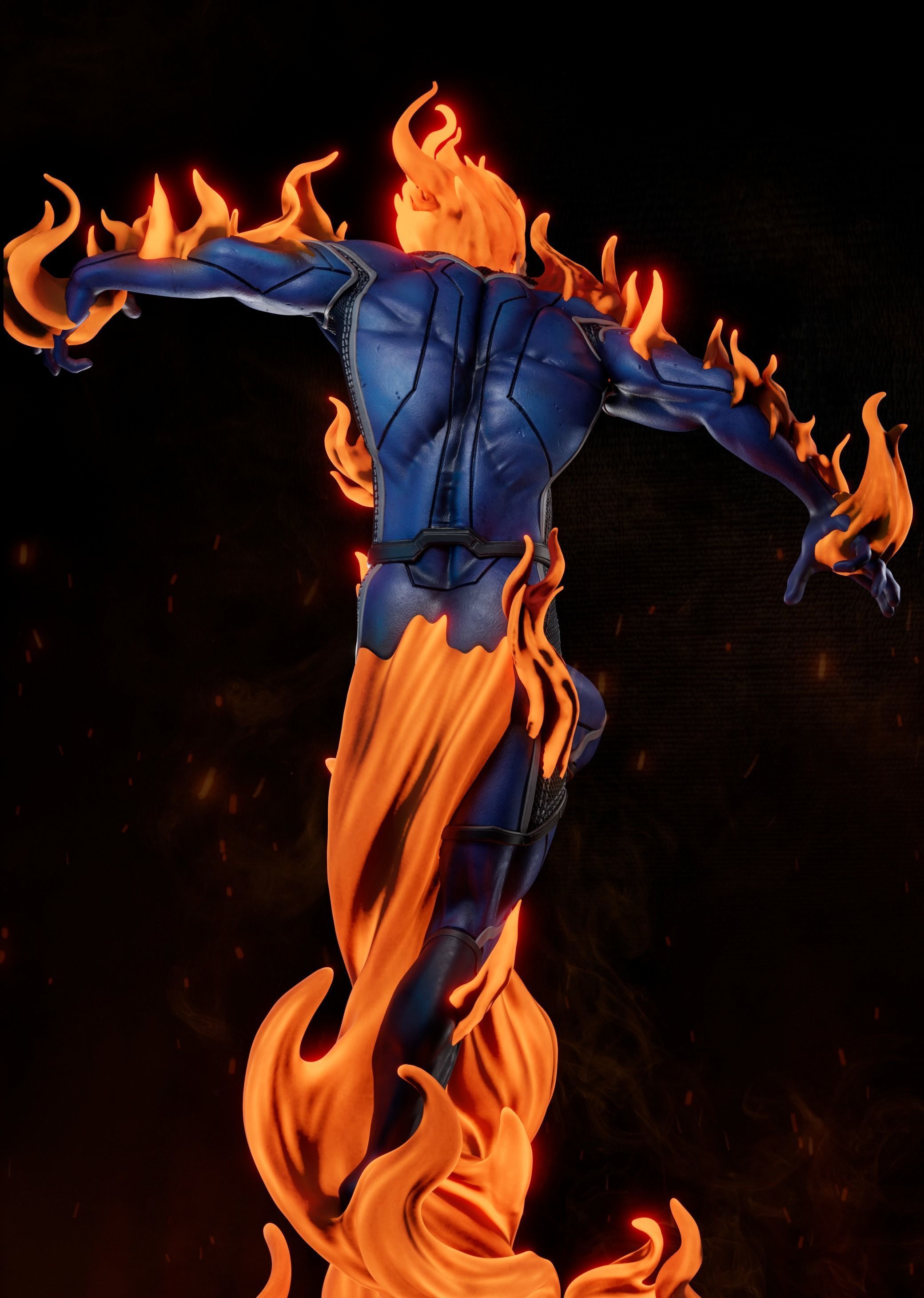 Human torch Statue 3D print model_3