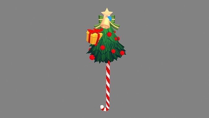 Cartoon christmas tree candy cane Low-poly 3D model