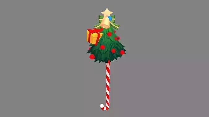 Cartoon christmas tree candy cane