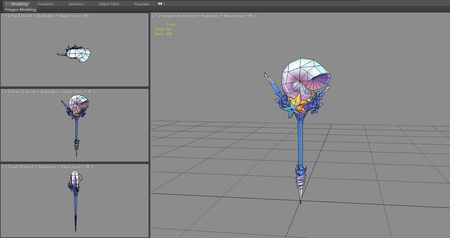 Cartoon conch shell wand - Conch Horn Low-poly 3D model_5