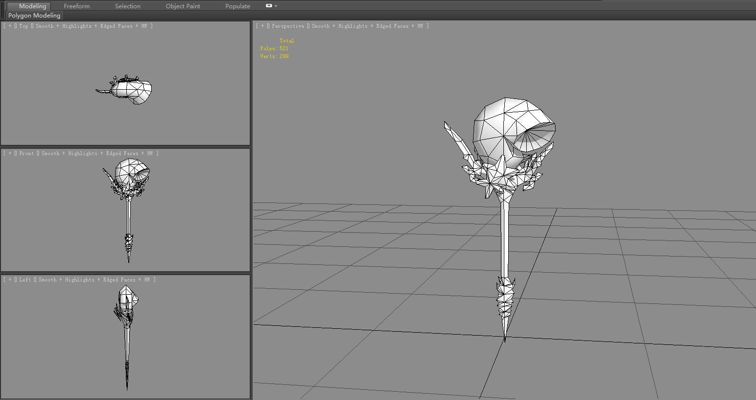 Cartoon conch shell wand - Conch Horn Low-poly 3D model_6