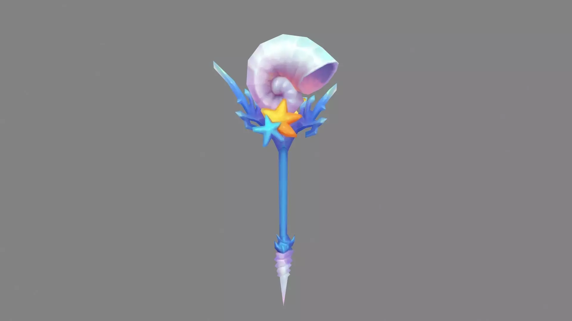 Cartoon conch shell wand - Conch Horn Low-poly 3D model_0