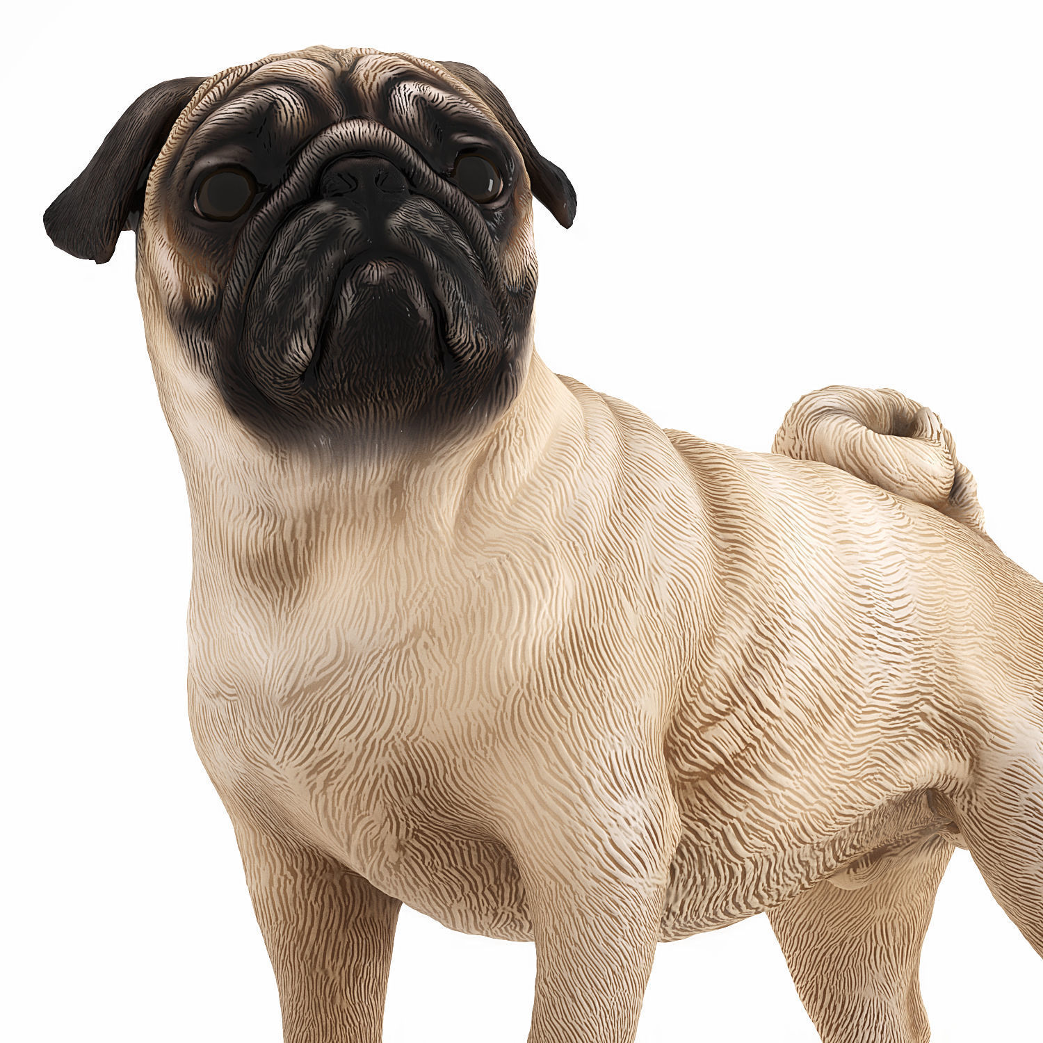 Pug dog figurine 3D model_4