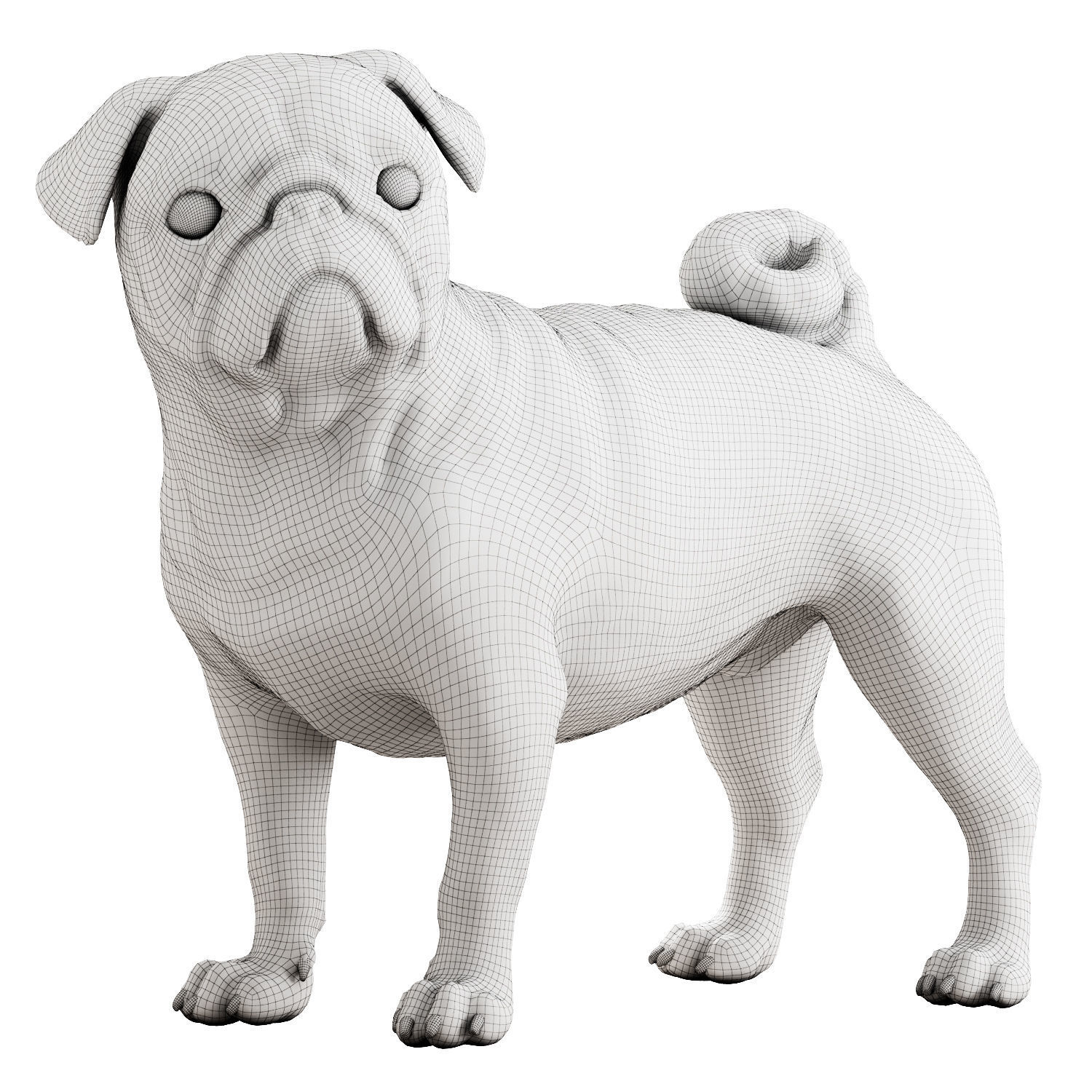 Pug dog figurine 3D model_5