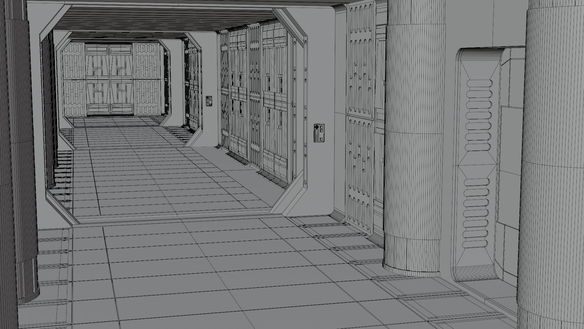 Imperial Corridor A Pack 3D model_15