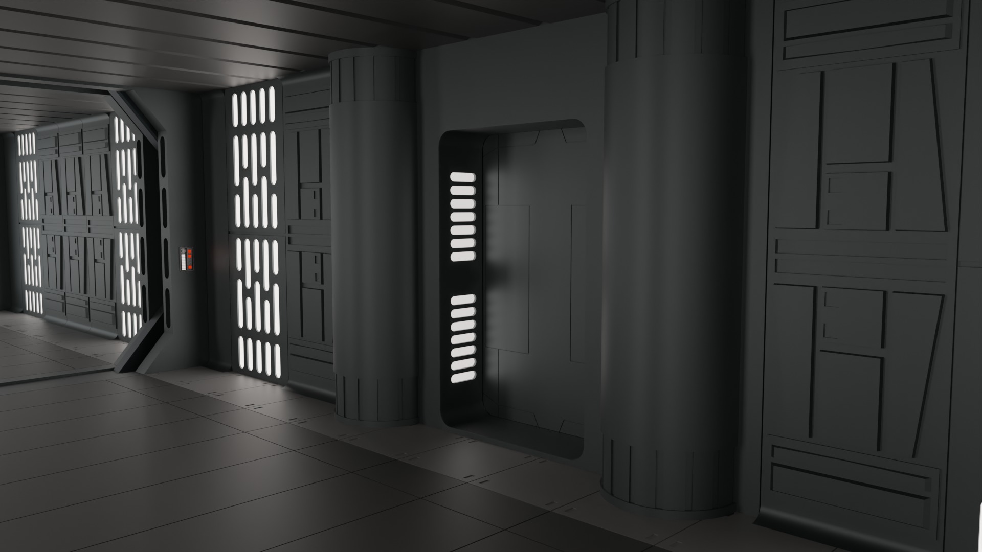 Imperial Corridor A Pack 3D model_2