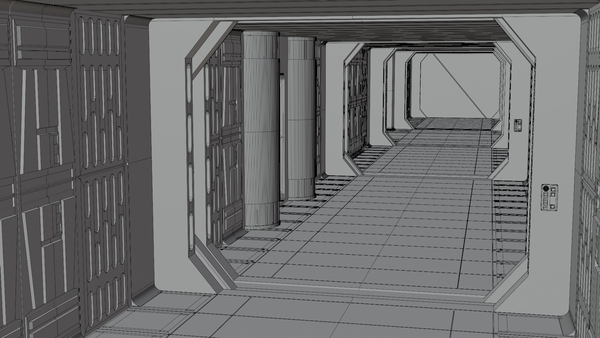 Imperial Corridor A Pack 3D model_1