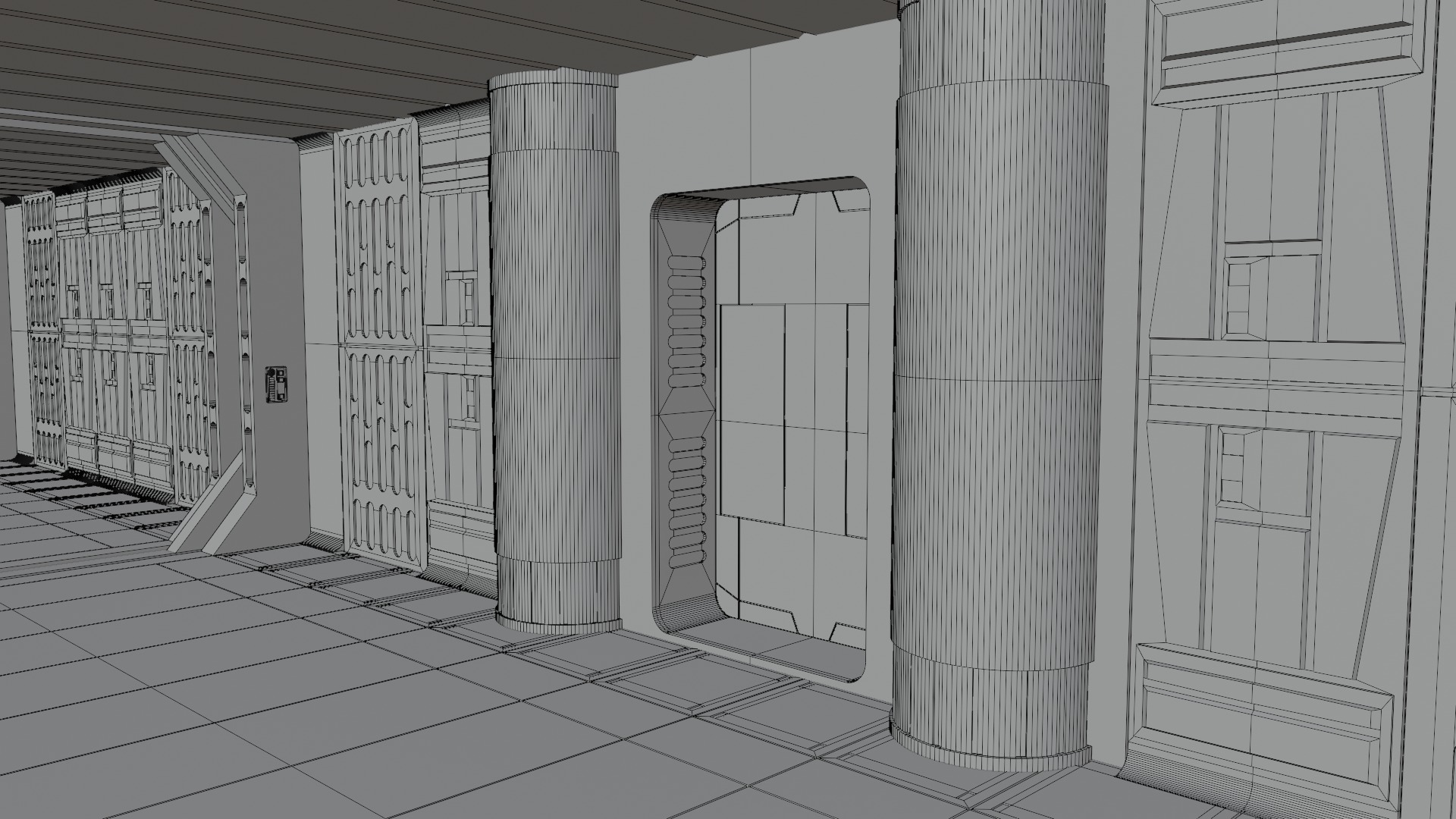 Imperial Corridor A Pack 3D model_3