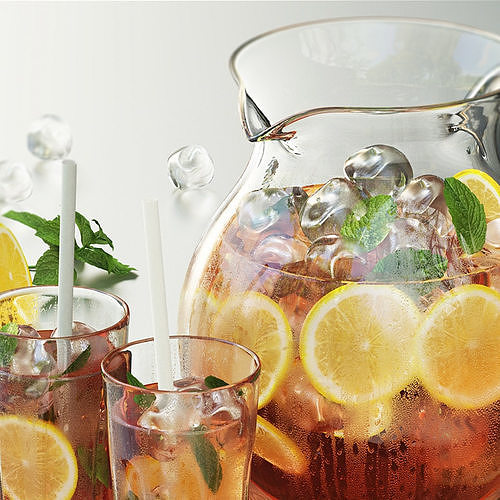 Iced tea with lemon 3D model